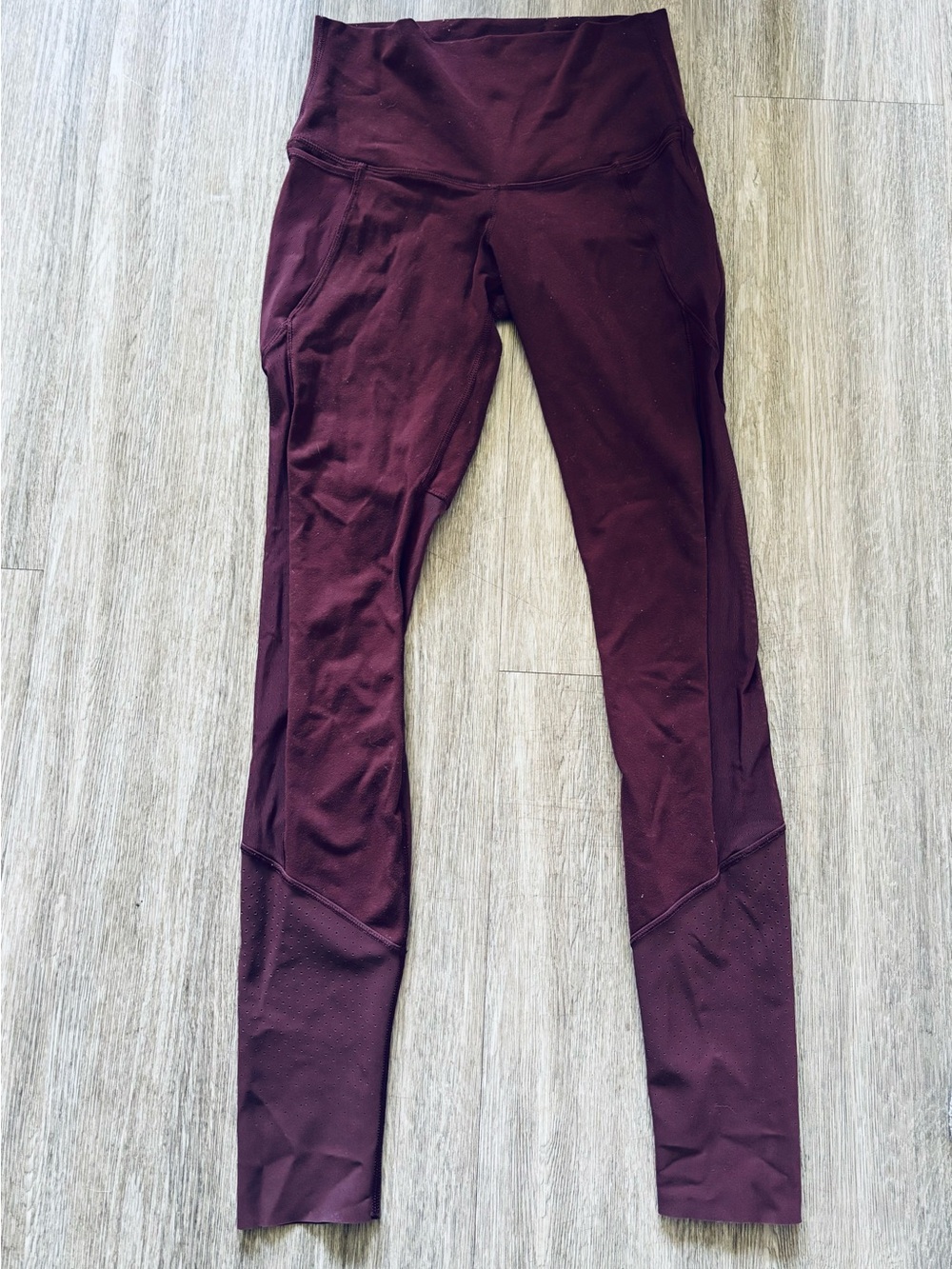 lululemon athletica Deep Plum Leggings with Perforated Lower Panels